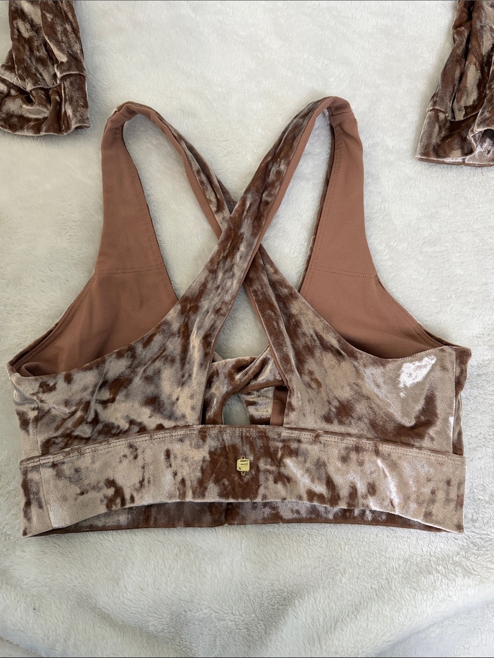 Fabletics Crushed Velvet Zip Hoodie & Joggers - Brown - Picture 6 of 6
